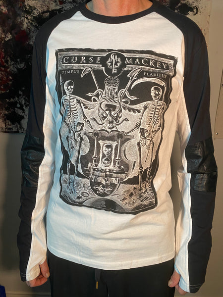 CURSE MACKEY 'TEMPUS' FAUX LEATHER MOTO SWEATSHIRT