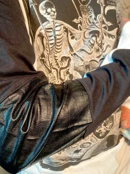 CURSE MACKEY 'TEMPUS' FAUX LEATHER MOTO SWEATSHIRT