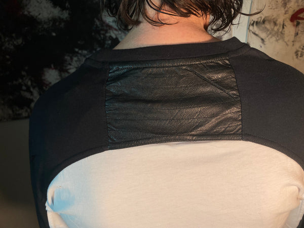 CURSE MACKEY 'TEMPUS' FAUX LEATHER MOTO SWEATSHIRT